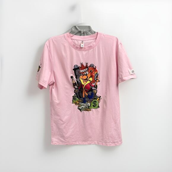 Fifth Loop King Lion With Riches Tee Mens Medium Pink Textured Graphic - Picture 1 of 7